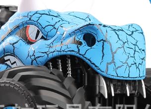 Onalix Coche Teledirigido Dinosaurio, RC Monster Truck con Luz LED, Spray y Sonido, Coche Radiocontrol 2.4GHz para Niños 3-12 Años, Juguete Regalo Niños Navidad Cumpleaños