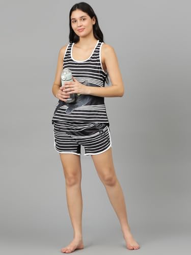 Image of KOTTY Women's Printed Satin Night Suit Shirt & Pyjama Set