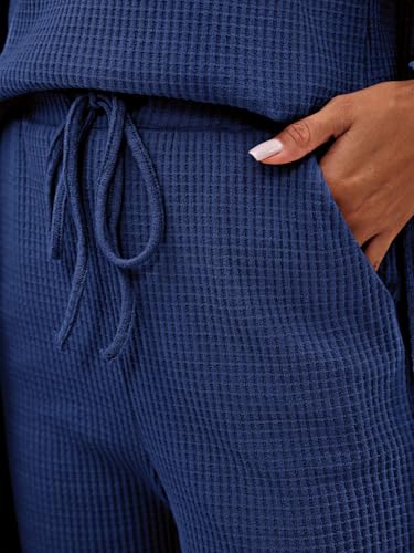 Image of Eurivicy Womens Lounge Set Waffle Knit 3 Piece Pajama Sets Tank Tops Loose Pants with Long Cardigan Loungewear 2026