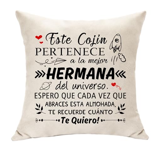 Hasodeo Regalos de Hermana de Hermano Funda de Cojín Decorativa 45x45 cm Original Regalos para Hermanas Mayor Regalos de Cumpleaños Idea Regalo para Navidad (Hermana) Hasodeo Regalos de Hermana de Hermano Funda de Cojín Decorativa 45x45 cm Original Regalos para Hermanas Mayor Regalos de Cumpleaños Idea Regalo para Navidad (Hermana)