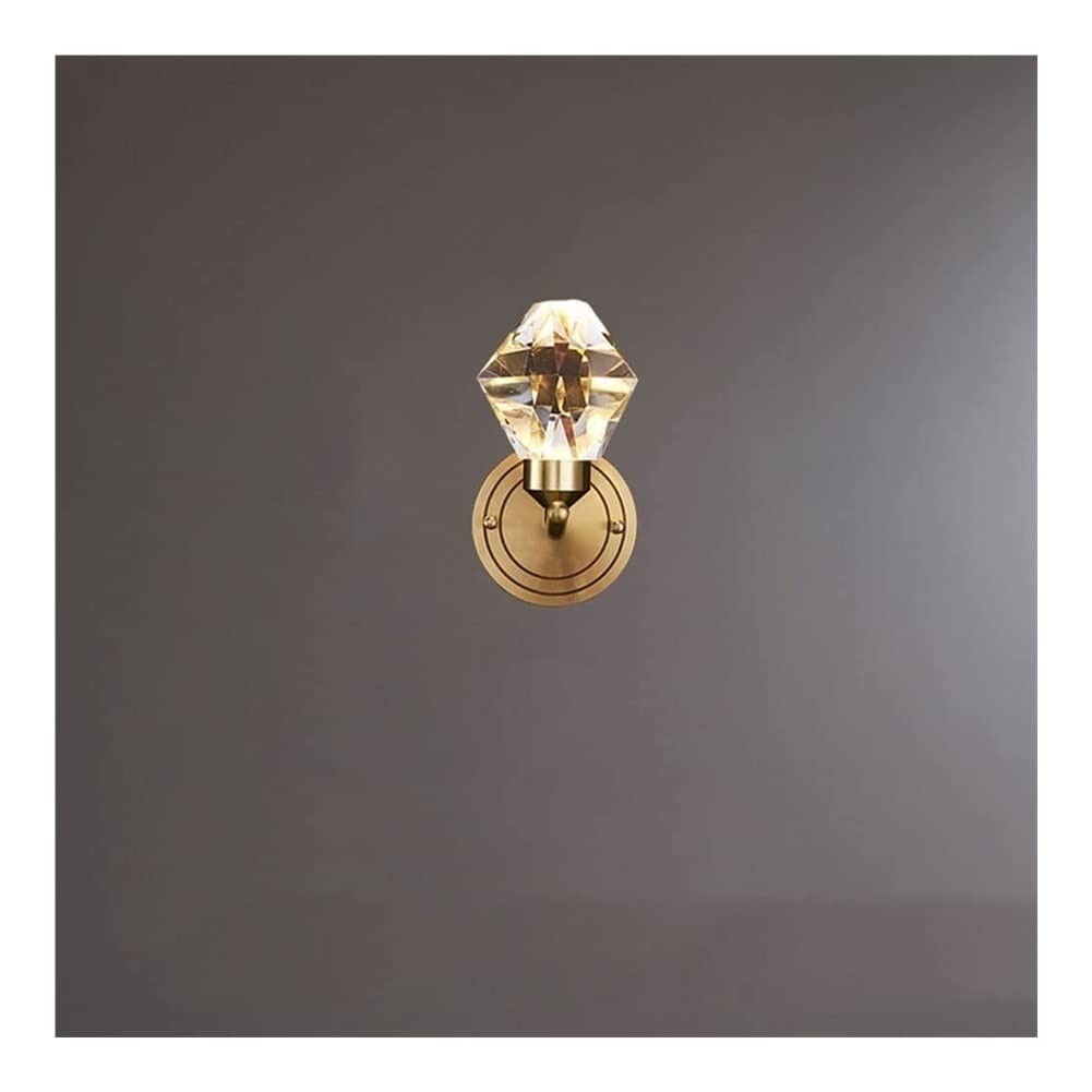 YNIYUJKL Wall Lamp, Wall Lamp Crystal Full Copper Wall Sconce Light Led Three-Color Dimming Indoor Decoration Wall Lamps Living Room Staircase Aisle Light Wall Sconce