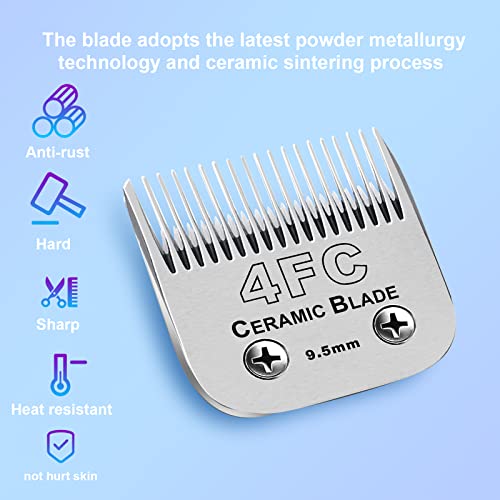 Image of 4FC Detachable Dog Blades Compatible with Andis /Oster A5 Grooming | Compatible with wahl km10 dog clipper,Cut Length 3 /8 inch(9.5mm),Made of Ceramic Blade & Stainless Steel Blade,2 PACK