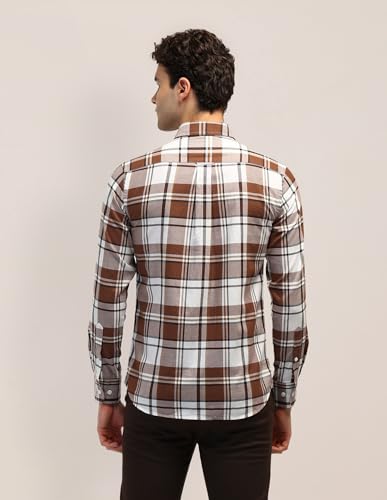 Image of U.S. Polo ASSN. Checked Tailored Fit Shirt for Men - 100% Cotton, Breathable & Comfortable, Full Sleeves Casual Shirt for Men