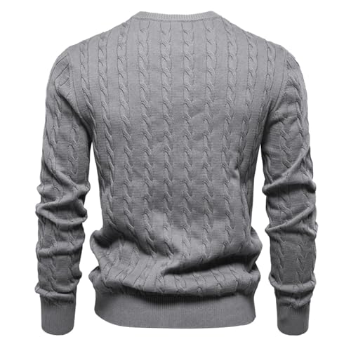 Men's Cotton Pullover Sweater Embroidered Twist Pattern Knit Jumper Round Neck Soft Warm Fashion Winter Top3