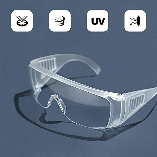 WILNARA Safety Goggles Splash Resistant Lens, Over-Glasses with Soft Nose Piece, Light Weight and Comfortable to Wear