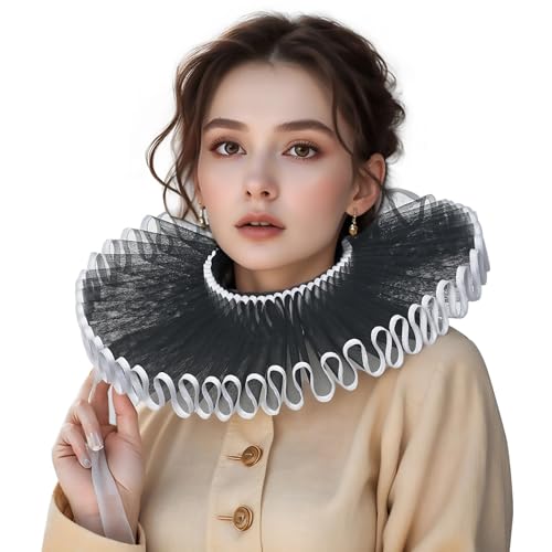 Moonlove Elizabethan Neck Ruff Decoration Vintage Victorian Renaissance Medieval Ruffle Ensemble Neck Collar Cosplay Circus Clown Fancy Dress Halloween Costume Accessory