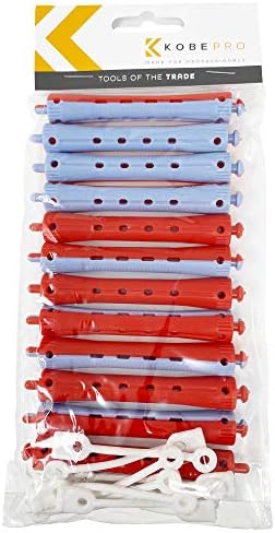 Kobe Professional Hairdressing Perm Rods with Rubbers - Non-Slip, Curling Tools for Wet/Dry Hair, Durable & Reusable - Ideal for Salons & Home Use - Green/White 6 mm