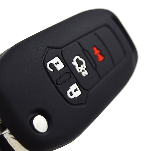 Image of Silicone Rubber Key Fob Cover Protector for Ford Fusion Explorer (Flip Key) N5F-A08TAA 164-R7986 5924003 4 Button Remote Control