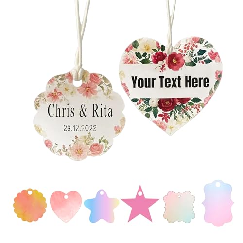 200PCS Custom Kraft/White Paper Gift Tags with String, Personalized Favor