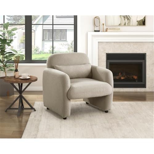 Sillón con tapizado boucle taupe textura moderna miniatura 2