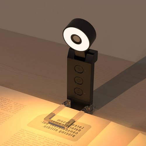 Image of Book Light, Rechargeable LED Reading Light with 5 Colors & Timer, Dimmable Clip-On Book Night Light for Reading in Bed at Night, Portable Samll Book Lamp Gifts for Readers Women Men Kids (Black)