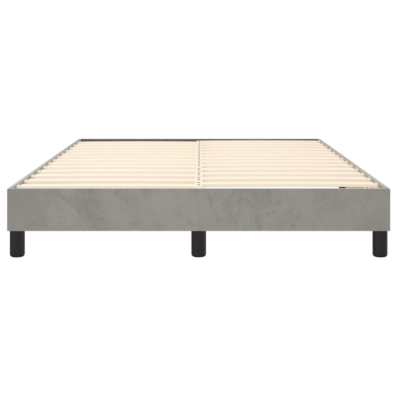 Tidyard Marco de cama con somier tapizado marco de cama para adultos dormitorio marco de cama aterciopelado, lamas de madera contrachapada gris claro 140 x 190 cm