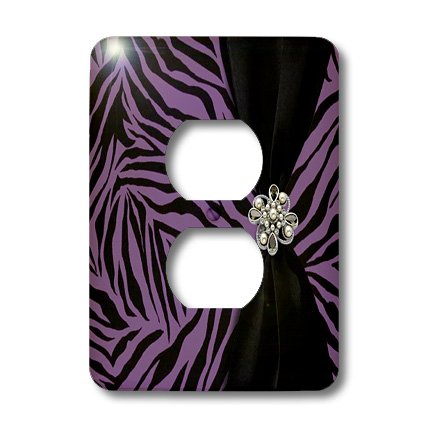 Cache prise violet motif zèbre 2 ouvertures pour chambre - 3