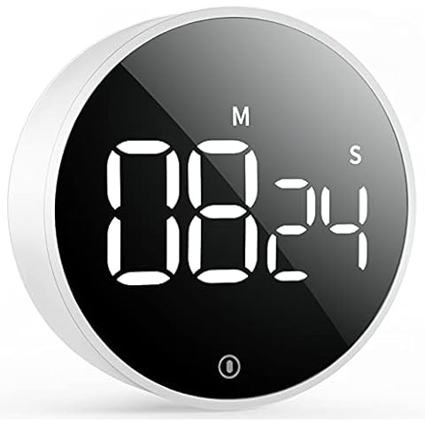 VOCOO Digital Kitchen Timer - Magnetic Countdown Countup Timer with Large LED Display Volume Adjustable, Easy for Cooking and for Seniors and Kids to Use (White) Cover