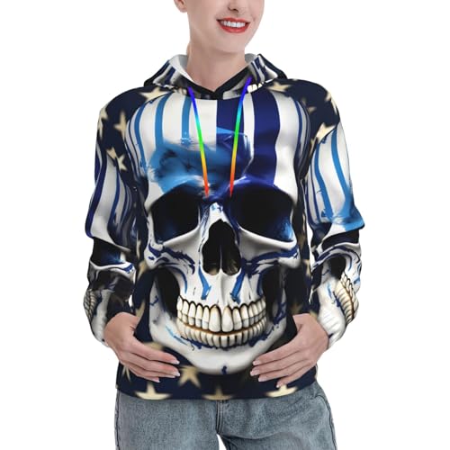 Sweat à capuche bleu EdWal pour femme avec étoiles et poche kangourou