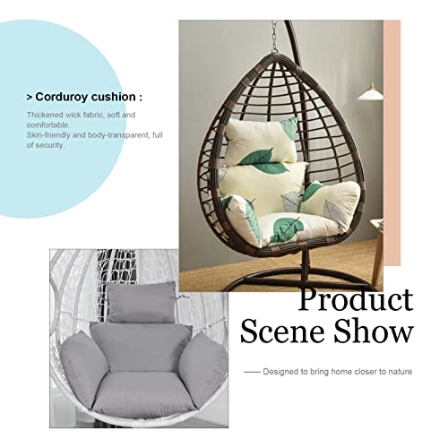 DZKJ Mit Kopfkissen Schaukel Hängekorb Sitzkissen, Verdicken Hängendes Ei Stuhlkissen, Abnehmbarer Eierstuhlkissen, für Balkon hängender Korb Schaukelstuhl(nur Kissen) – Bild 5