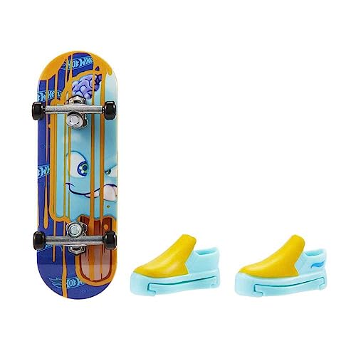 Hot Wheels Planche à roulettes mini skate de doigt avec véhicule et chaussure pour enfant