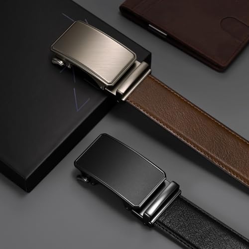 Image of Zitahli Leather Ratchet Belt for Men - 2 Pack Mens belt,Customizable Fit
