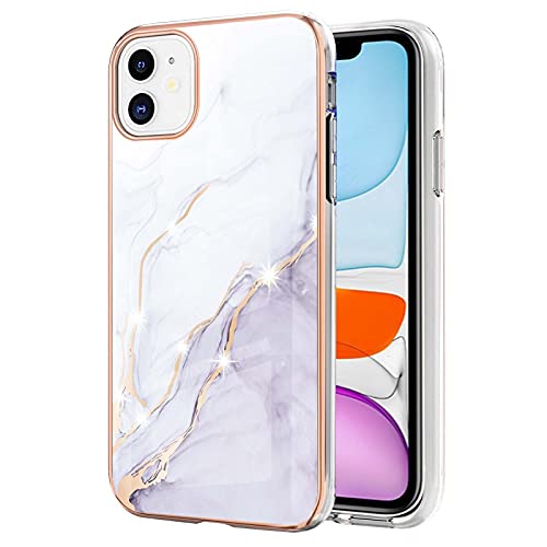 IMIRST Basic Case Compatiable with iPhone 11 IMD Soft TPU Silicone Bumper Matte Marble Scratch-Resistant Slim Protective Phone Case Back Cover for Apple iPhone 11,YBI White