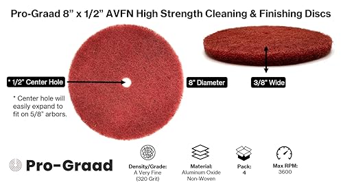 Image of 4 Pack 8 inch x 1 /2 inch Very Fine (AVFN) High Strength Non-Woven Buffing, Blending, Cleaning, Light Deburring & Finishing Discs, 00672, Pack of 4