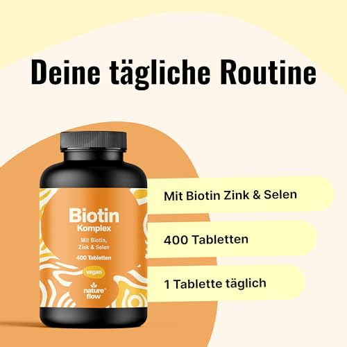 Biotin hochdosiert - 10.000 mcg - 400 Tabletten - Komplex mit Zink & Selen - Vegan & produziert in Deutschland - Verpackung kann variieren