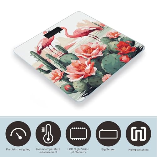 Báscula digital de baño con plataforma de vidrio templado decorada miniatura 3