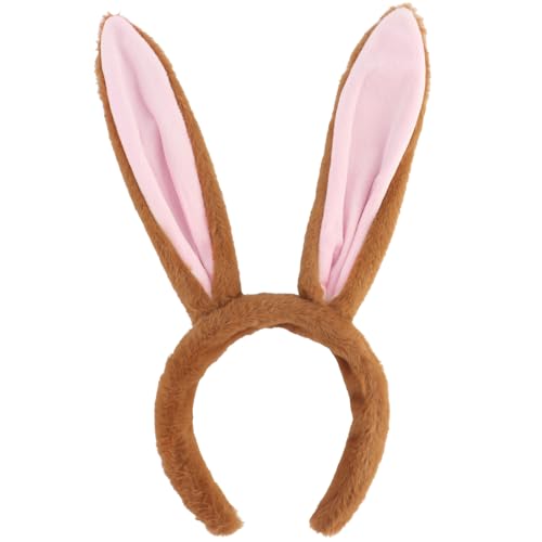 TODDER Cute Brown Bunny Ears Headband Fluffy Bendable Rabbit Ears Bunny Costume Accessories for Women Girls