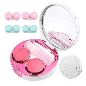 Contact Lens Case,Portable Travel Contact Lens Box with Mirror Tweezers Remover Tool Solution Bottle for Travel & Home