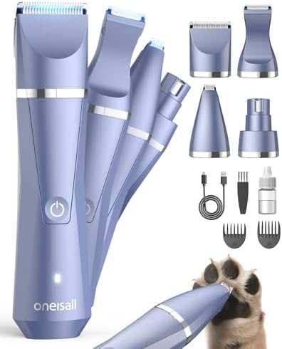 oneisall 4 in 1 Dog Grooming Kit - Cordless Paw Trimmer, Nail Grinder & Small Dog Shaver