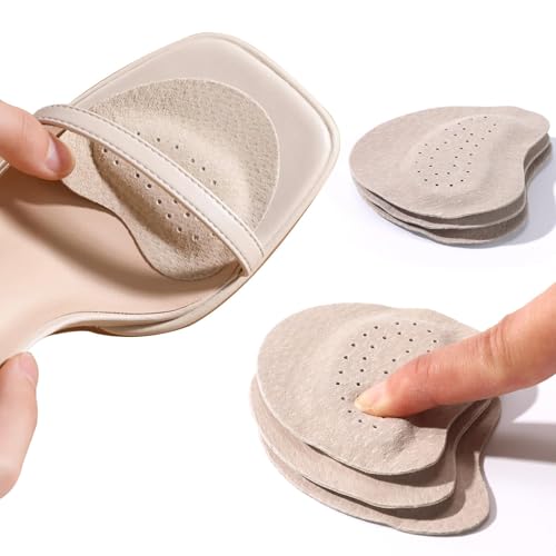 3 Pair Sandals Forefoot Pads for Women, High Heels Anti-Slip Foot Care Shoe Pad Stickers, Self-Adhesive Stickers Inside Shoes Body Care for Travel, Sport, Outdoor (Beige)