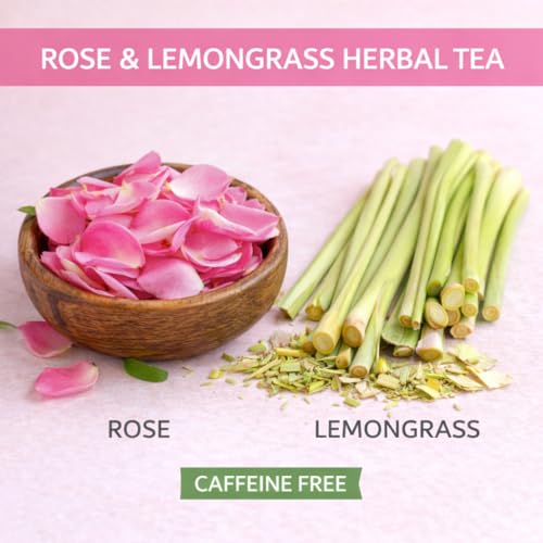 Image of Sancha Tea Boutique Rose & Lemongrass Herbal Infusion | Floral & Citrusy Caffeine-Free Tisane | 15 Biodegradable Pyramid Tea Bags
