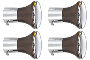 FAST Stainless Steel and Vergin Abs Curtain Rod Finial (Standard, Brown, White) - Pack of 4