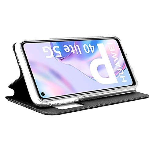 Cool Flip Cover Case for Huawei P40 Lite 5G Smooth Black, Black/White - Image 2