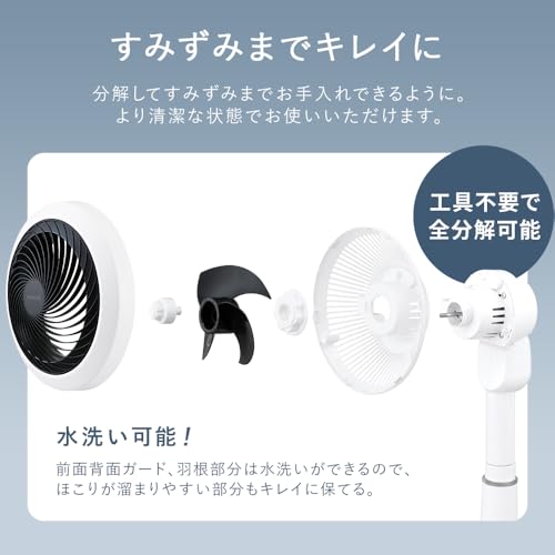 アイリスオーヤマ(IRIS OHYAMA) 扇風機 DCモーター 28畳 サーキュレーター扇風機 上下左右 首振り リモコン付き AZSF-SDC15TEC-W の商品画像 7