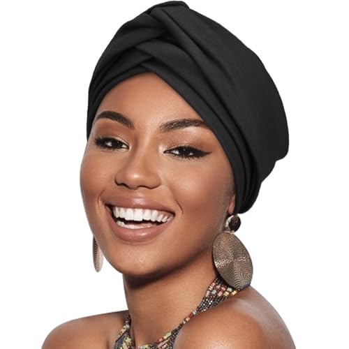 DRESHOW African Turban for Women Knotted Hairwraps for Sleeping Turban Headwraps Head Warmer Scarf for Black Women Chemo Cap