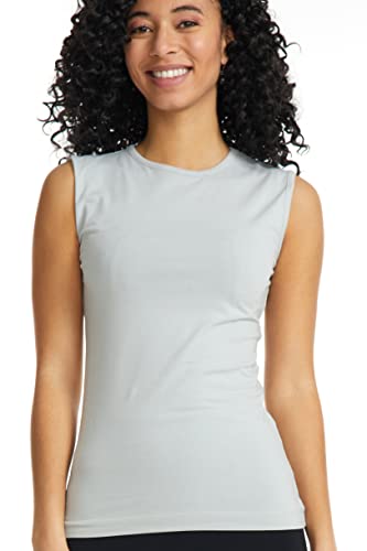 Image of ESTEEZ Women's Sleeveless Fitted Tank Top - Stretch Cotton Blend, Layering Essential