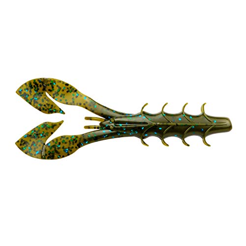 Yum Lures Spine Craw Soft Plastic Bait Bass Fishing Lure, 3.75-Inch Length, Pack of 8, Green Pumpkin Blue Flake