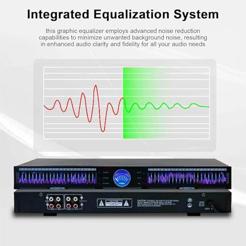 Ecualizador de audio gráfico estéreo de 22 bandas DSP con 10 modos preestablecidos, soporte de entrada y salida XLR balanceada y TRS no balanceada, modo de volumen ajustable, sin ruido miniatura 3