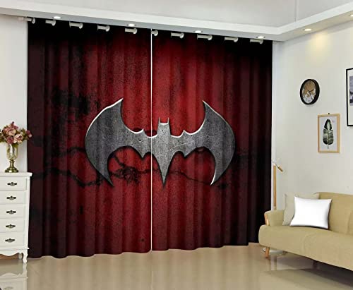 Enfunt-Home - Rideau Occultant Batman - Merveille Super-héros Rideaux Occultant Oeillets Ensemble, Impression 3D, 140x160 cm, Lot de 2 Rideaux Occultants Cover