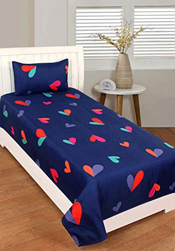 Image of Glace Cotton 160 TC Single Bed Sheets Blue
