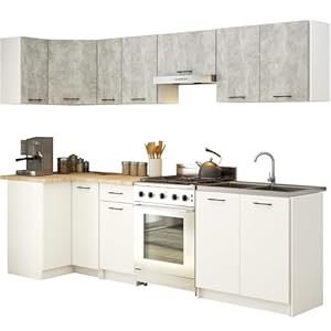 AKORD Olivia Keukenset, 3 m, complete keuken, klein, in elkaar te zetten, op maat 46 x 180 x 174 cm, voor een modern en traditioneel design