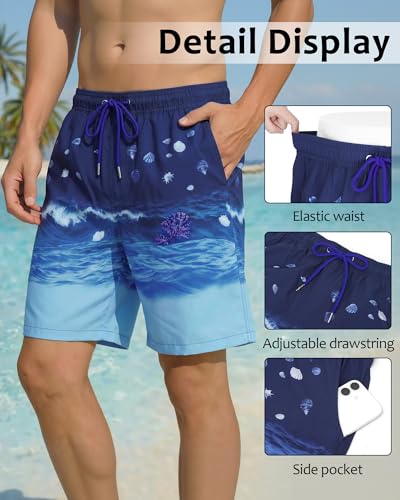 Image of Justay Mens Swim Trunks with Compression Liner 2 in 1 Quick Dry Board Shorts 7 Inch Bathing Suit Swimming Trunks for Men