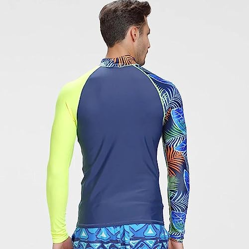 PISIQI Men's Splice UV Sun Protection UPF 50+ Skins Rash Guard Surfing Diving Swimwear Tight Long Sleeves Beach Surf Swim Top2