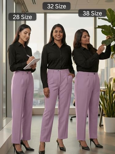 Image of Leriya Fashion Formal Pants for Women Office Wear |Trousers for Women - Straight Pants for Woman Formal Pant for Woman, Stretch Lycra Workwear Trousers