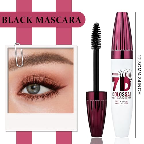 Image of 7D Waterproof Mascara, Long Lasting Buildable Volume Natural Curling Lashes,Smudge-Proof, 7D Waterproof Volume Mascara,Thickening Eye Makeup for Defined Curl (3pcs)