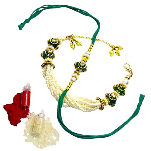 Handmade Kundan Ball Glass Beads Rakhi
