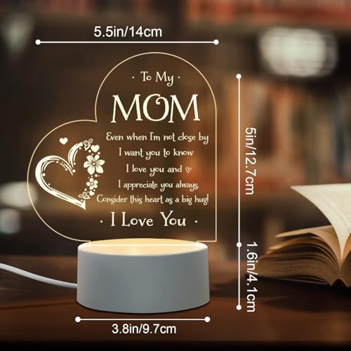 Image of Plastic LED Night Light For Mom - Birthday Present From Daughter Or Son On Mother'S Day, Christmas, Multicolor