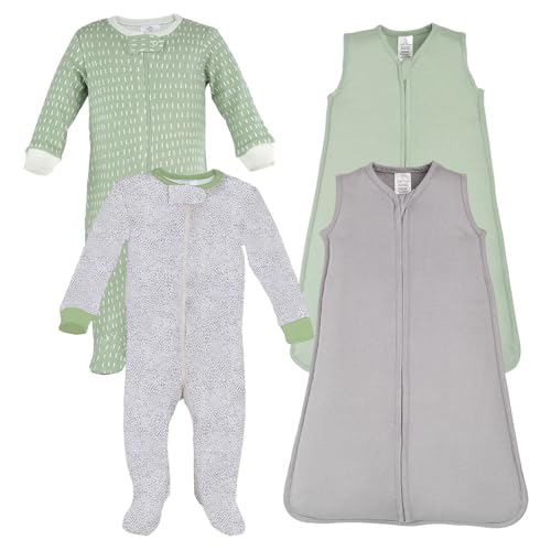 Image of Little Peaches Gender Neutral Baby Clothes - 2 Sleep Sacks & 2 Footed Sleepers 0-3 Months, Super Soft Sleep And Play, Breathable Baby Blankets Neutral, Comfy Infant Clothes - Rawr-some
