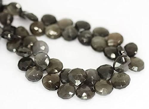 Perle pierre de lune noire facettée cœur 9-11mm pour remplacer les composants en plastique