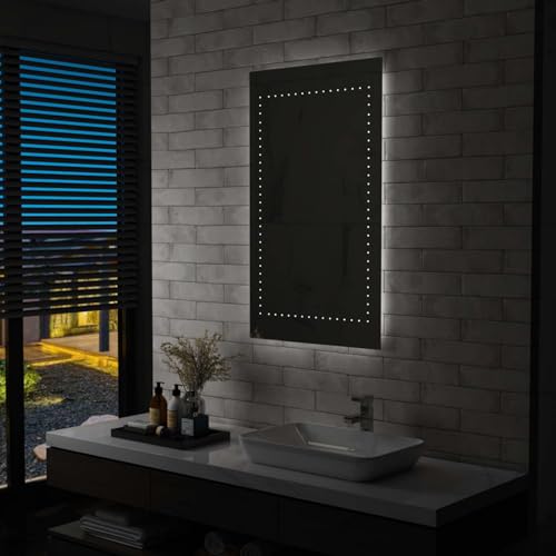 Xichuzi Espejo de Pared de Baño con LED, Espejos Pared Decorativos, Espejo Baño, Espejo Recibidor Entrada, Espejo pequeño, Mueble Salon, 60x100 cm